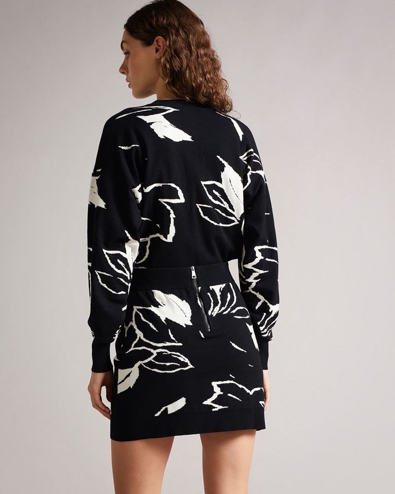 Ted Baker Rrosiie Knitted Jacquard Kjolar Dam Svarta | IKA-280695