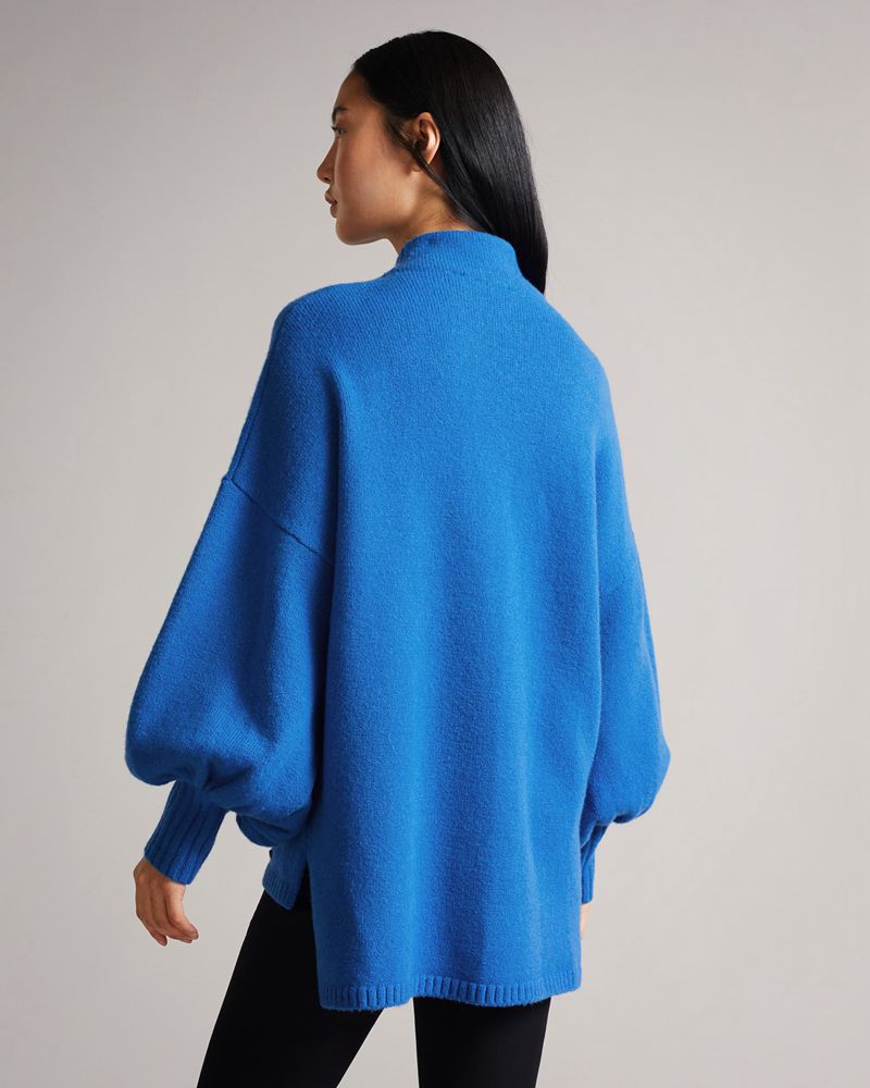 Ted Baker Rruuby Oversized Funnel Neck Stickat Dam Blå | IFH-098345