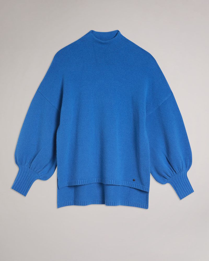 Ted Baker Rruuby Oversized Funnel Neck Stickat Dam Blå | IFH-098345