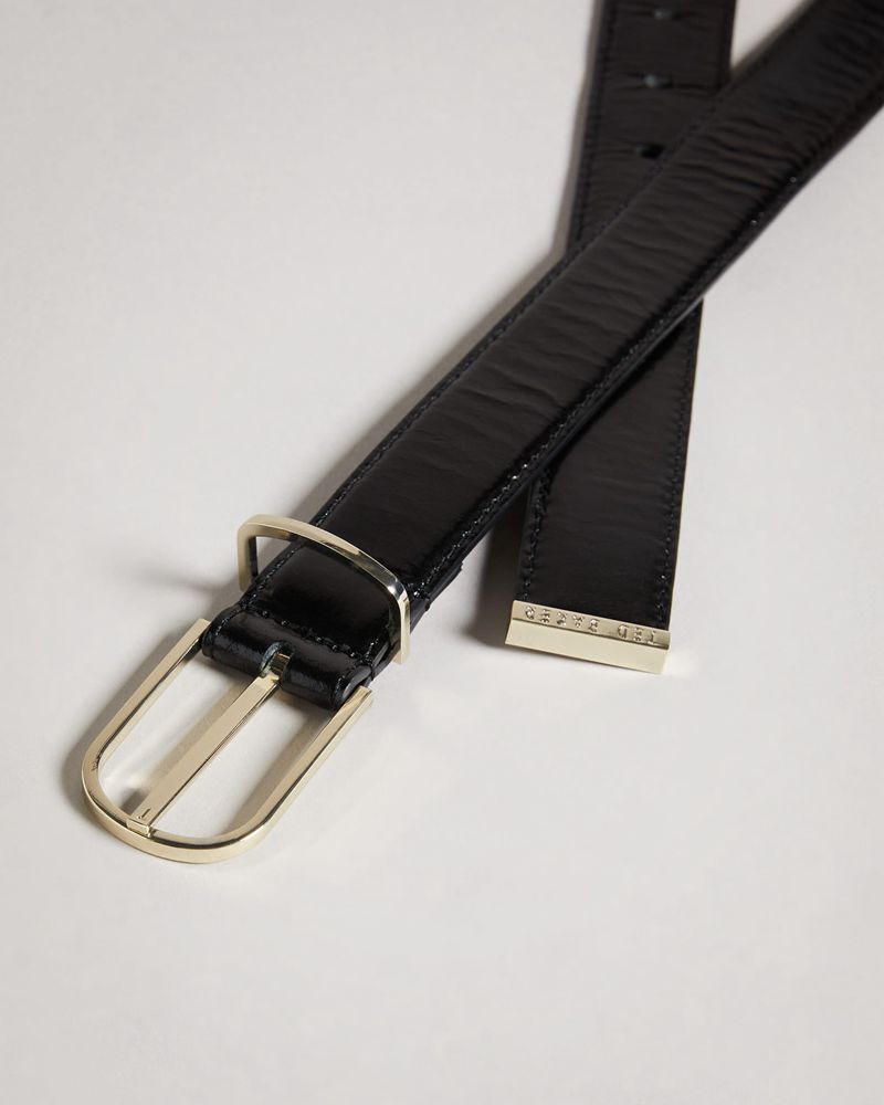 Ted Baker Rumona Läder Slim Branded Spännen Bälte Dam Svarta | AXC-534912