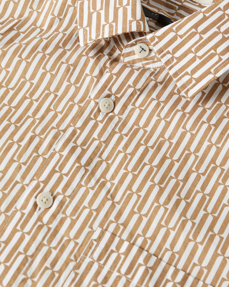 Ted Baker Ruskin Long Sleeve Retro Print Skjorta Herr Bruna | ZWQ-916725