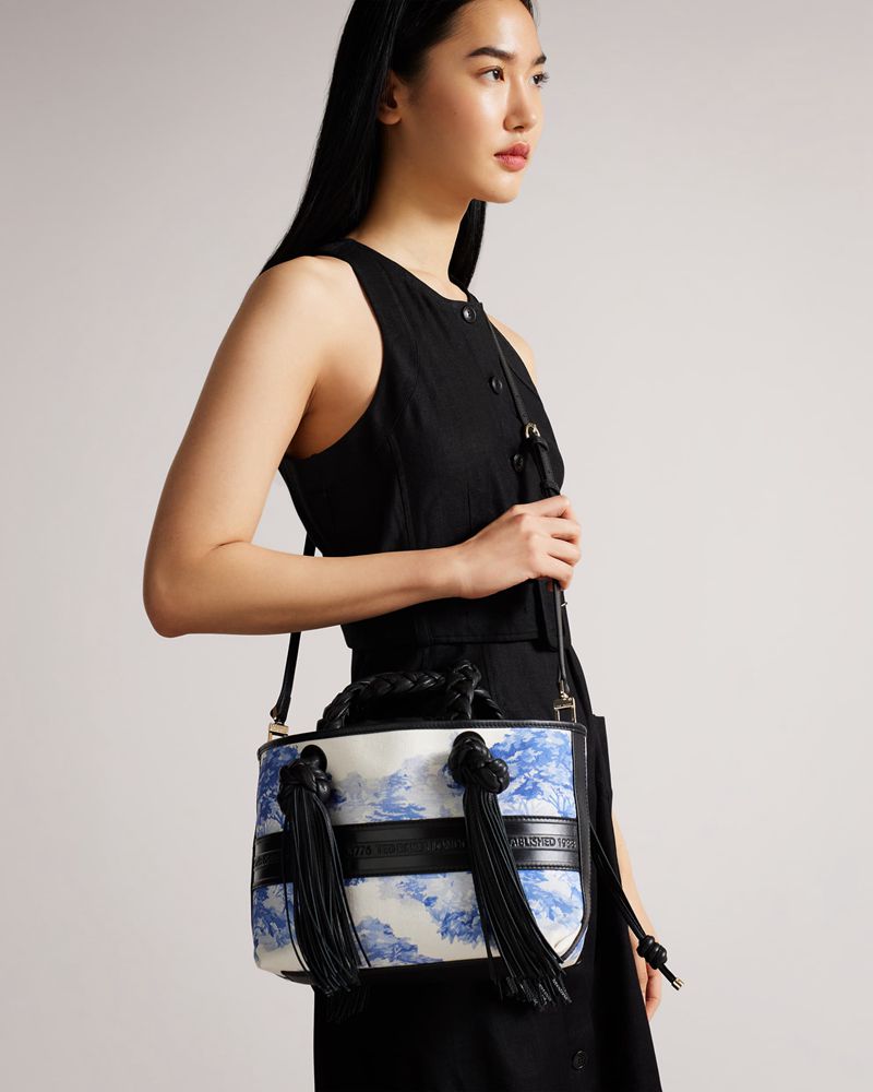 Ted Baker Sadia New Romantic Tassel Mini Tote Crossbody Väska Dam Vita | VQE-702163