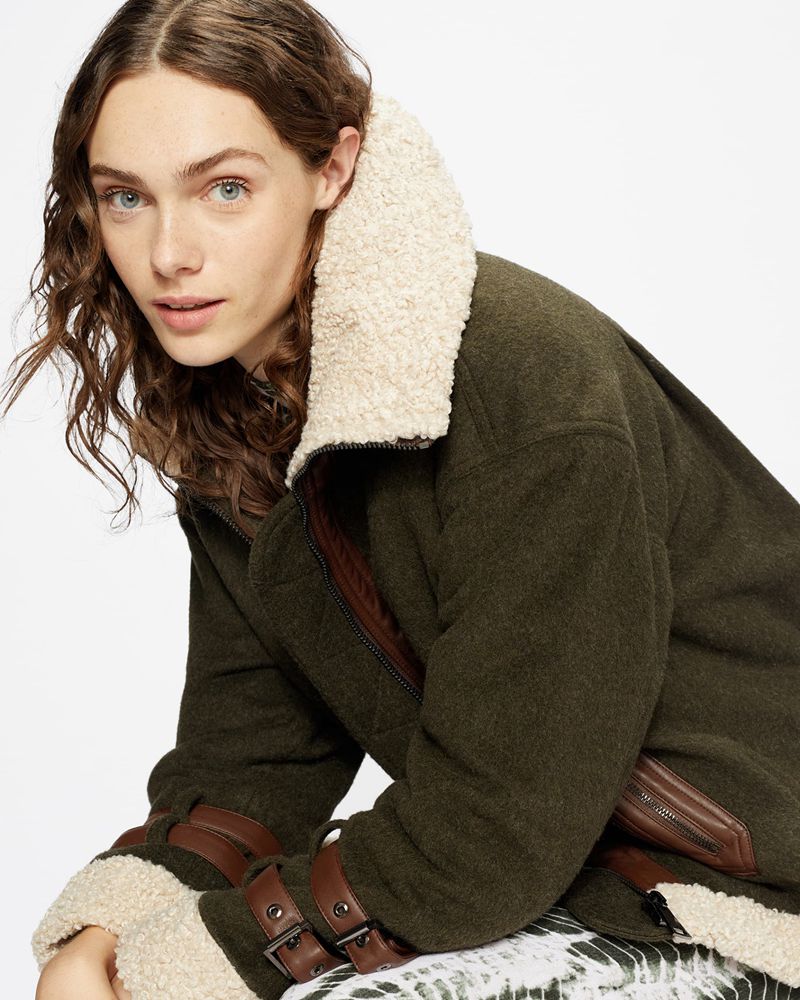 Ted Baker Sadieyy Faux Fur Aviator Jacka Dam Gröna | GOB-865092