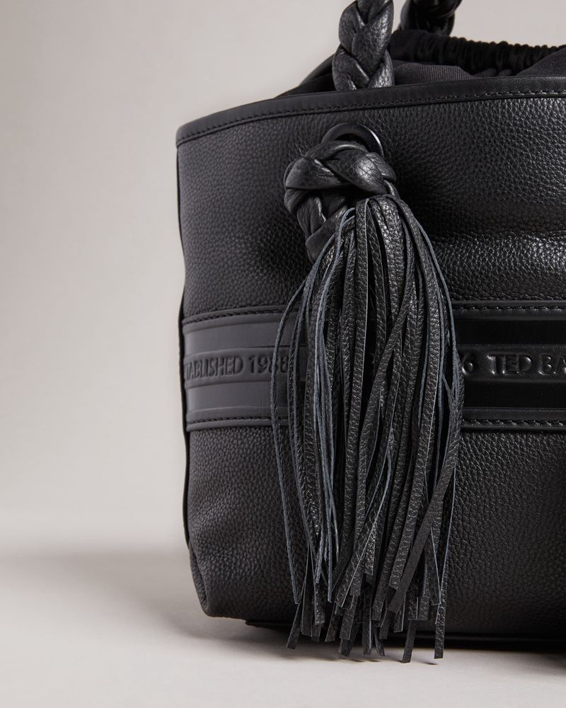 Ted Baker Saffya Branded Tassel Detail Mini Tote Crossbody Väska Dam Svarta | OWD-472351