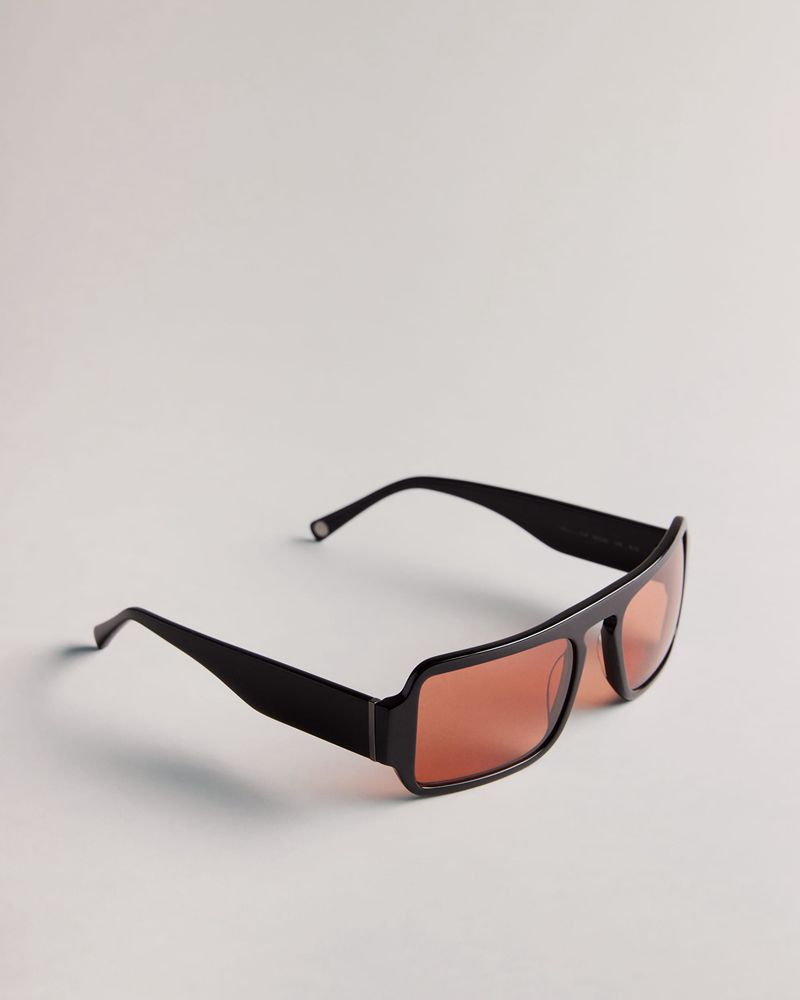 Ted Baker Saiill Tms096 Rectangle Keyhole Bridge Solglasögon Herr Svarta | HFT-527016