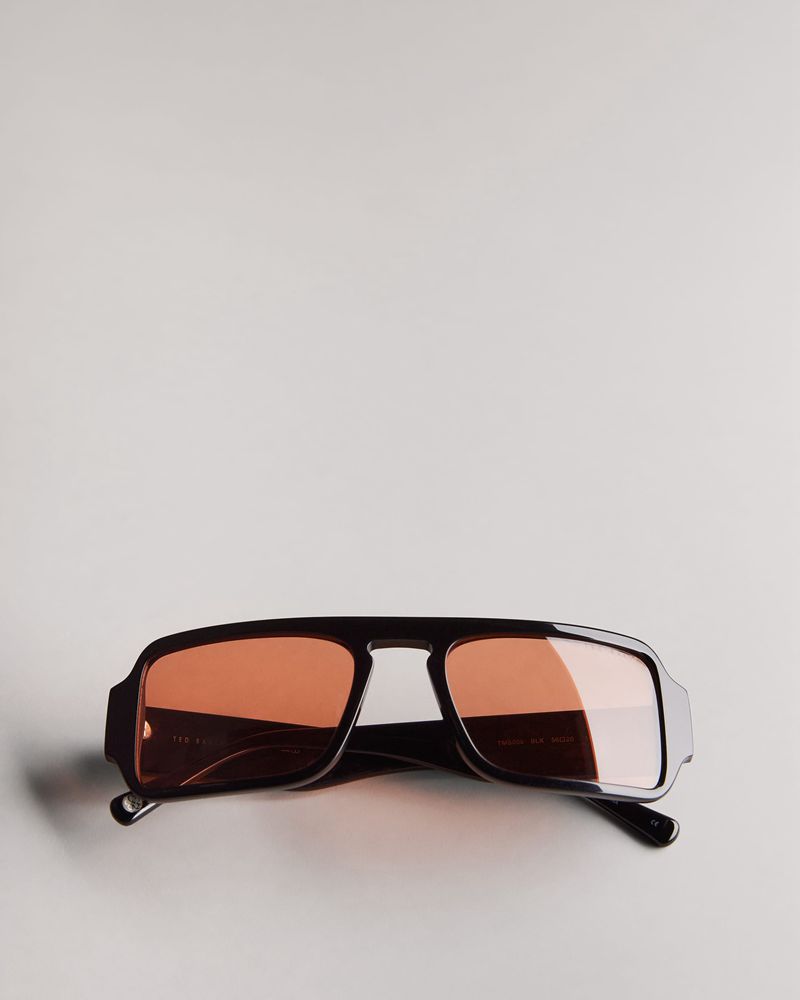 Ted Baker Saiill Tms096 Rectangle Keyhole Bridge Solglasögon Herr Svarta | HFT-527016