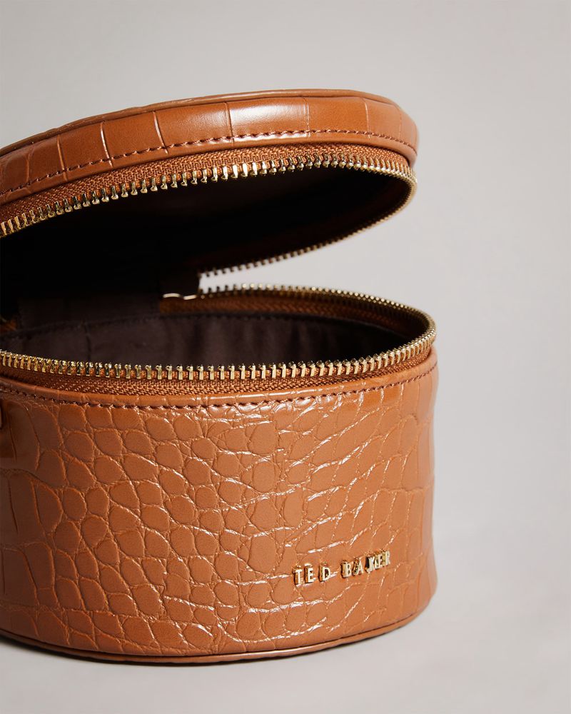Ted Baker Salmaa Croc Faux Läder Drum Crossbody Väska Dam Bruna | JQP-672395