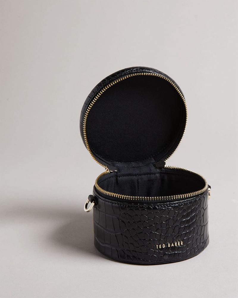 Ted Baker Salmaa Croc Faux Läder Drum Crossbody Väska Dam Svarta | WLP-028519