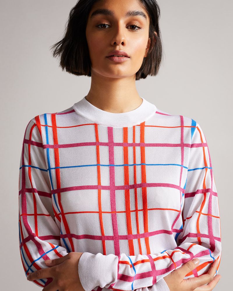 Ted Baker Sassoon Check Stickat Dam Röda | VJY-926405