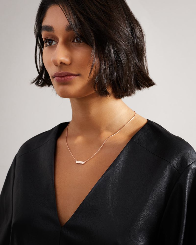 Ted Baker Scarl Sparkle Bar Pendant Smycken Dam Rosegold | QGB-426018