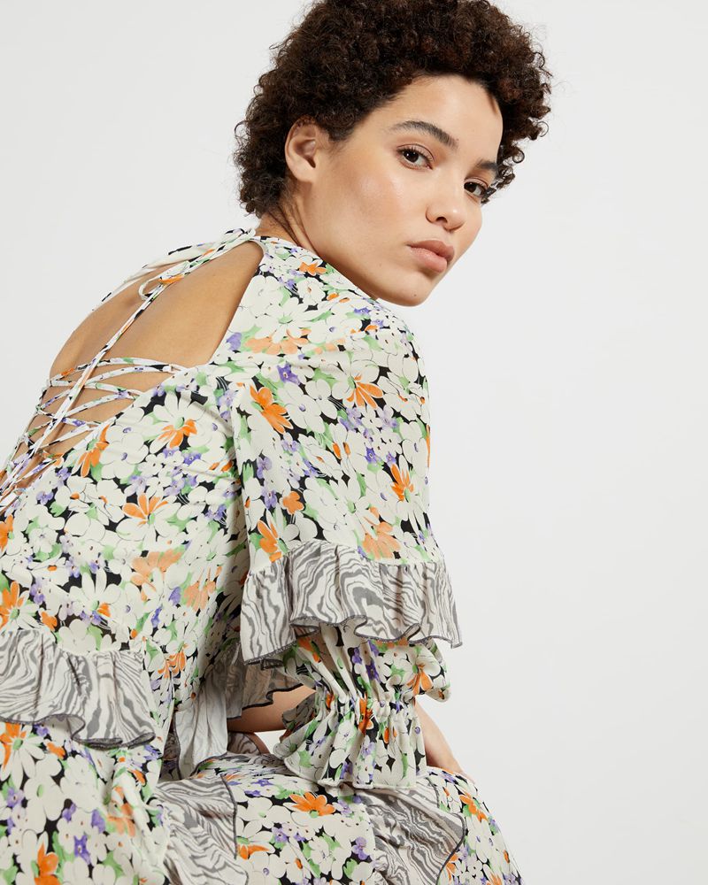 Ted Baker Scilly Asymetric Ruffle Klänning Dam Vita | GPL-736801