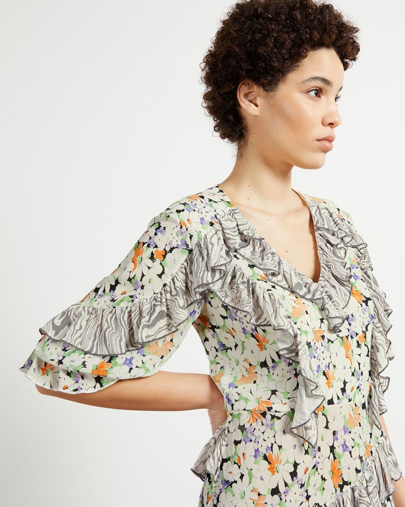 Ted Baker Scilly Asymetric Ruffle Klänning Dam Vita | GPL-736801