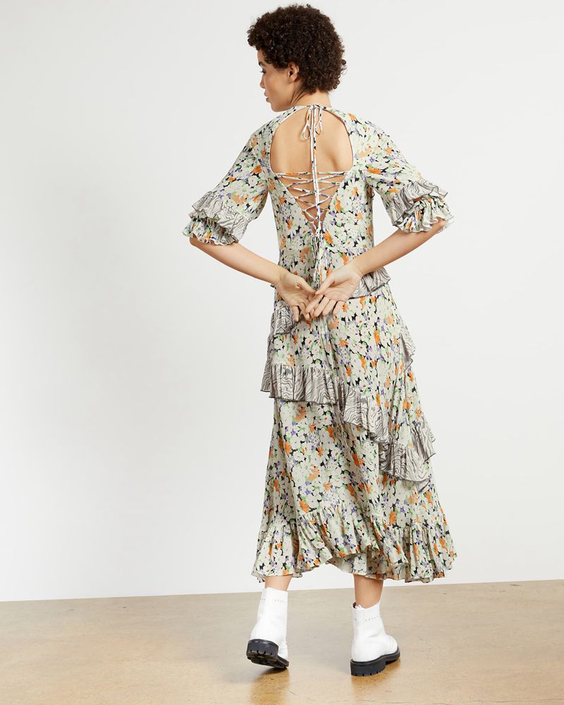 Ted Baker Scilly Asymetric Ruffle Klänning Dam Vita | GPL-736801