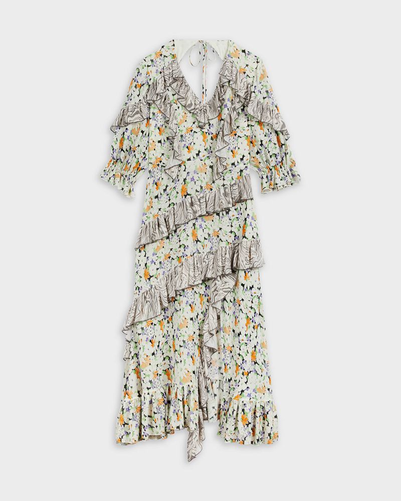Ted Baker Scilly Asymetric Ruffle Klänning Dam Vita | GPL-736801