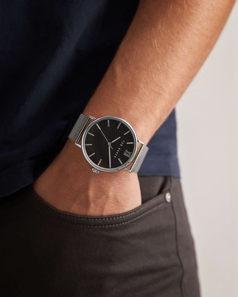 Ted Baker Seccnd Bkppgs218 Mesh Bracelet Klocka Herr Gray | VHW-325768