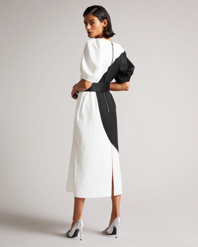 Ted Baker Semonaed Large Spot Print Midi Klänning Dam Vita | OVN-158602