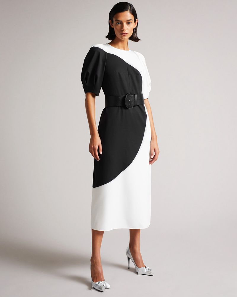 Ted Baker Semonaed Large Spot Print Midi Klänning Dam Vita | OVN-158602