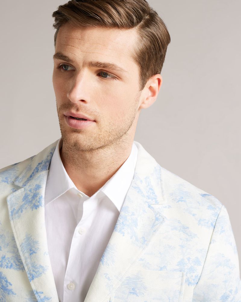 Ted Baker Sibton Printed Canvas Blazer Blazers Herr Blå | HNV-978241