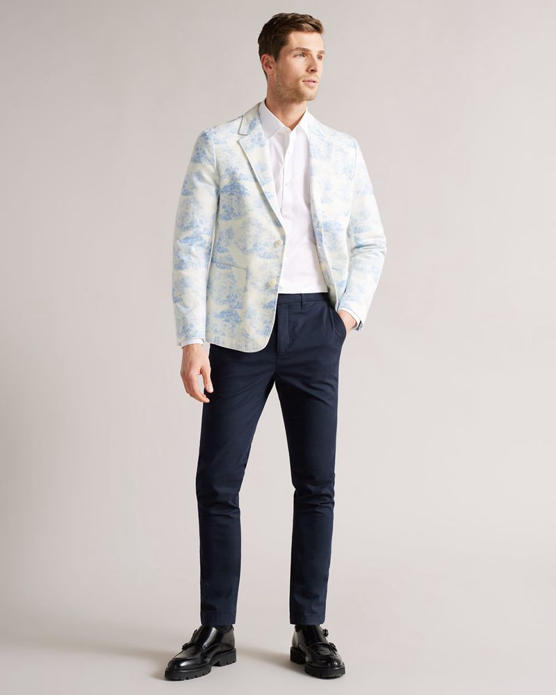 Ted Baker Sibton Printed Canvas Blazer Blazers Herr Blå | HNV-978241