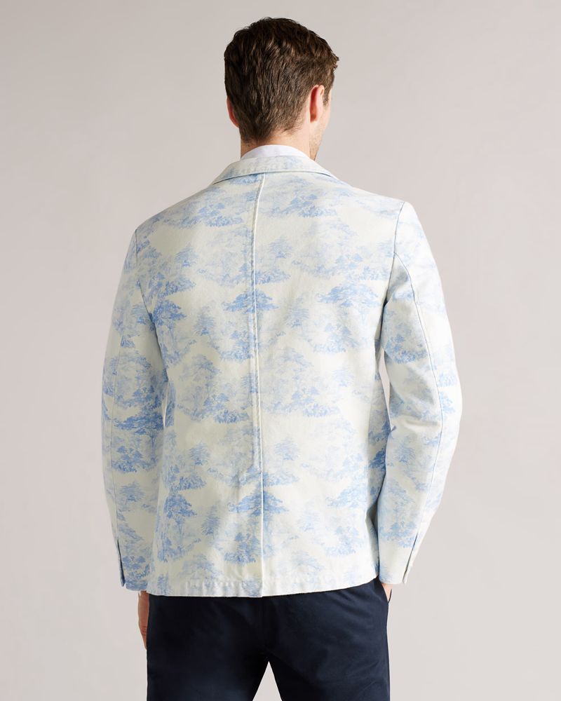 Ted Baker Sibton Printed Canvas Blazer Blazers Herr Blå | HNV-978241