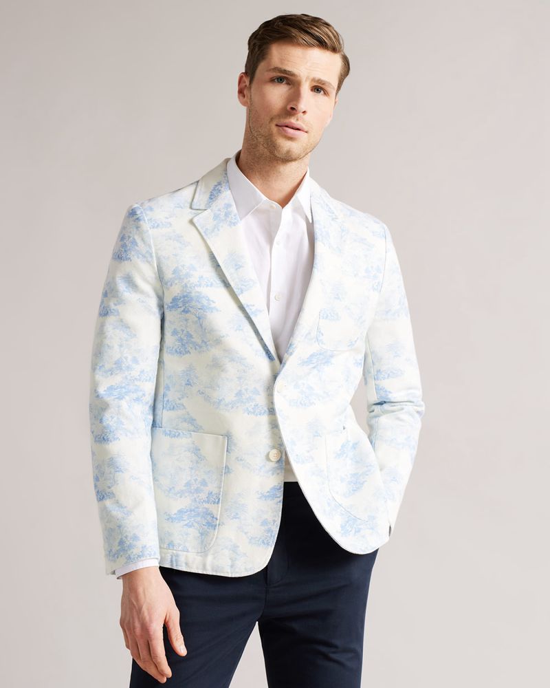 Ted Baker Sibton Printed Canvas Blazer Blazers Herr Blå | HNV-978241