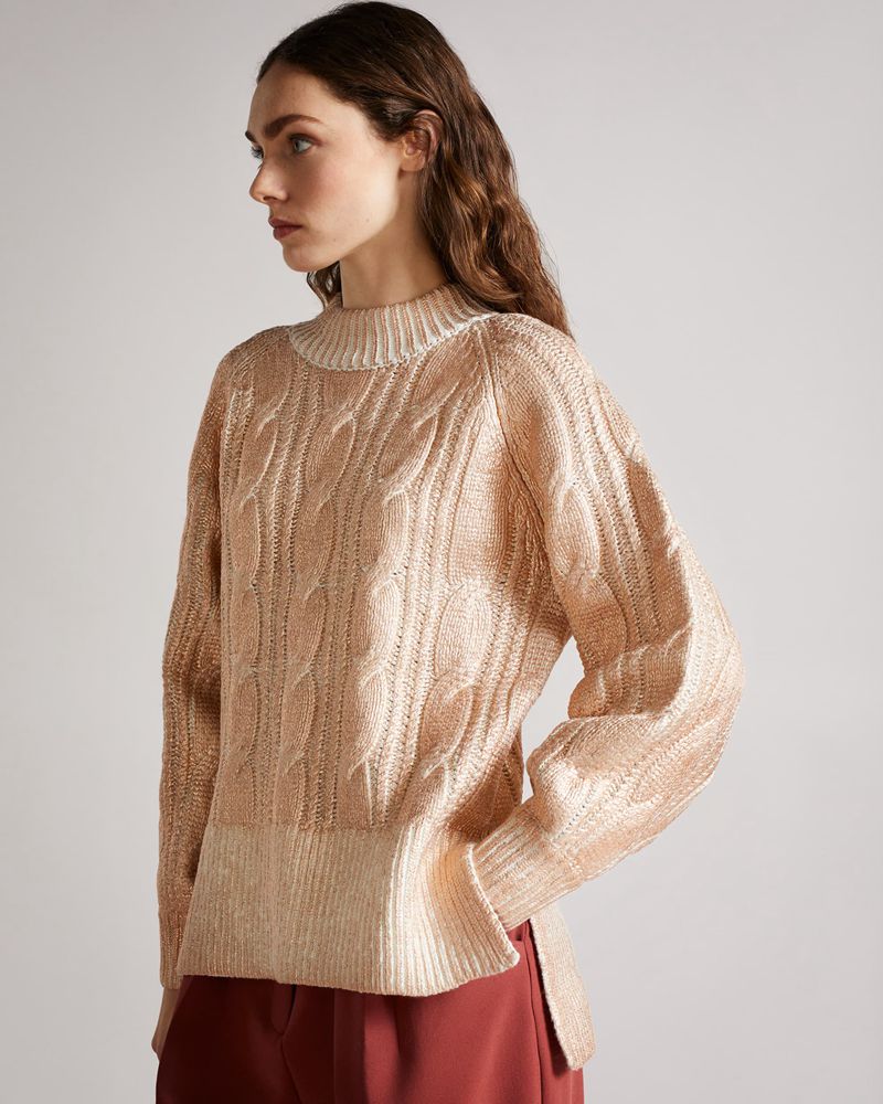 Ted Baker Sidonyy Cable Knit Stickat Dam Rosa | XPD-268945