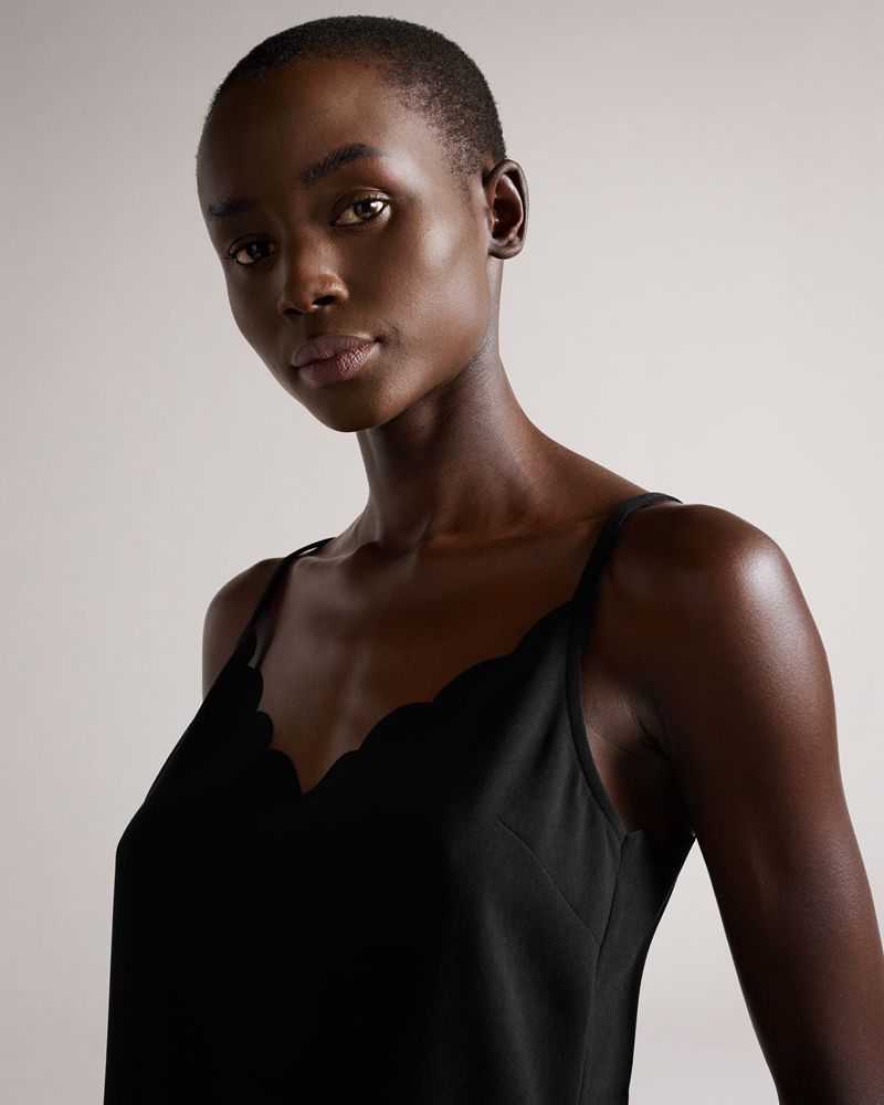 Ted Baker Siina Scallop Neckline Cami Blast Dam Svarta | UXC-986157