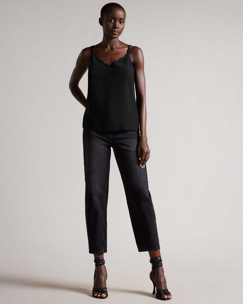 Ted Baker Siina Scallop Neckline Cami Blast Dam Svarta | UXC-986157