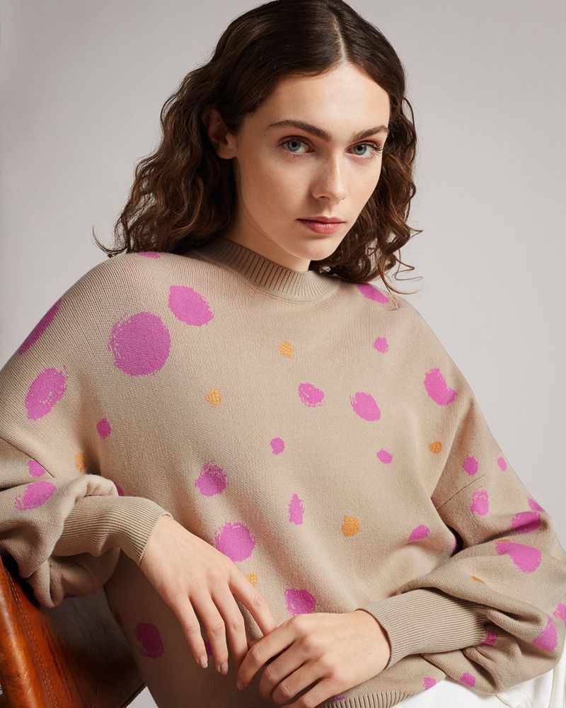 Ted Baker Ssaskia Knitted Jacquard Curved Hem Blast Dam Bruna | NML-802754