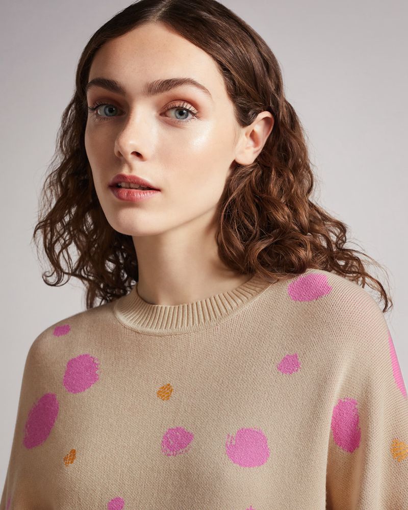 Ted Baker Ssaskia Knitted Jacquard Curved Hem Blast Dam Bruna | NML-802754