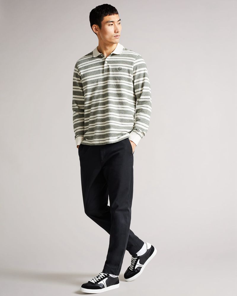 Ted Baker Stamhil Ls Striped Polo Blast Herr Gray | GMR-978253