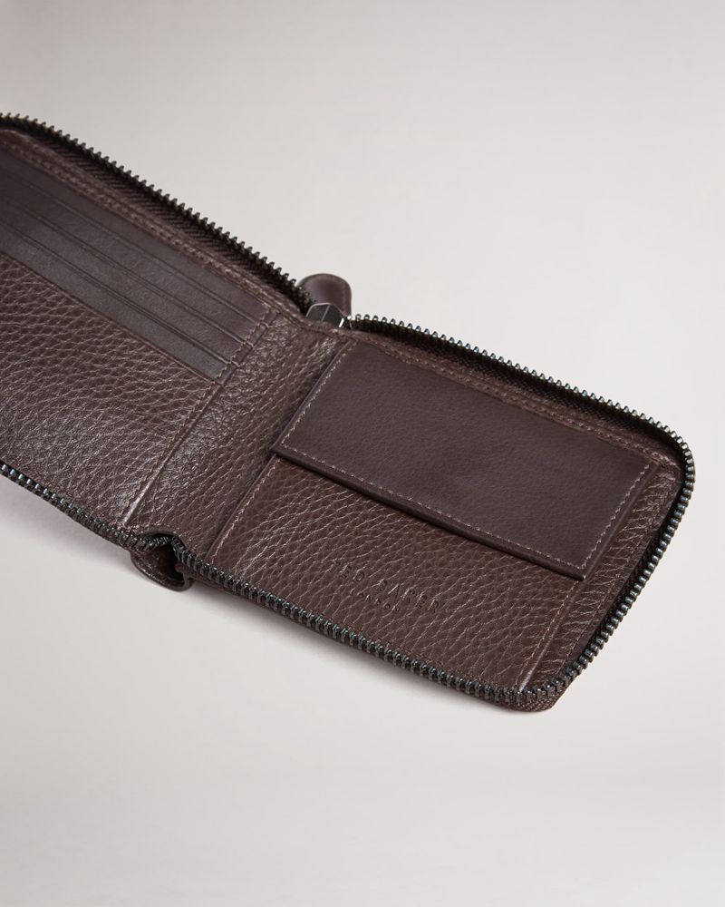 Ted Baker Stephen Zip Around Läder Bifold Plånbok Herr Bruna | PEF-315246