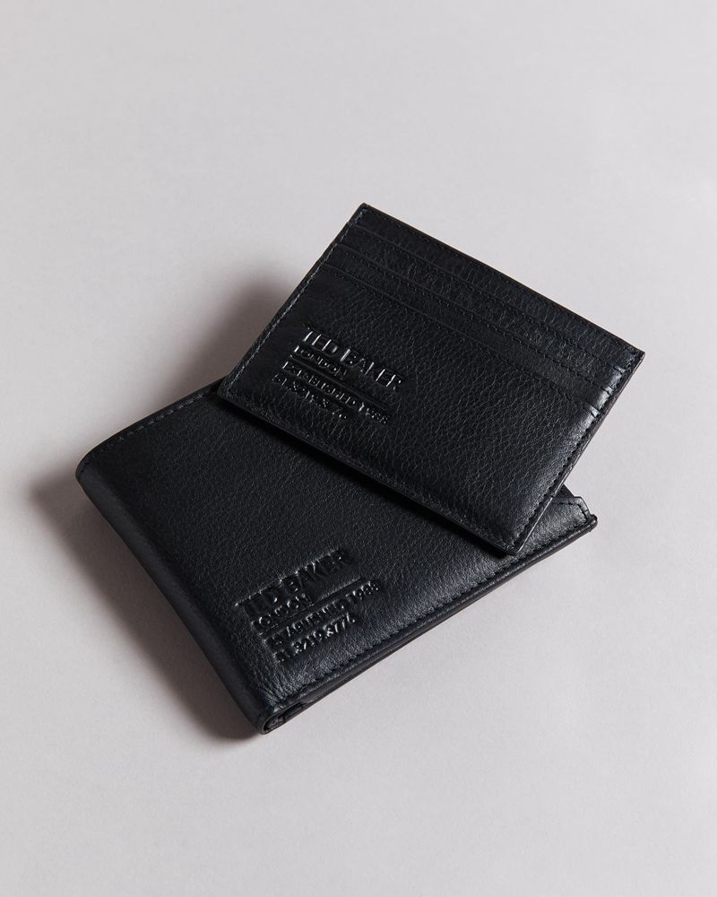Ted Baker Steven Embossed Branded Card Holder Gift Set Plånbok Herr Svarta | XRI-516324