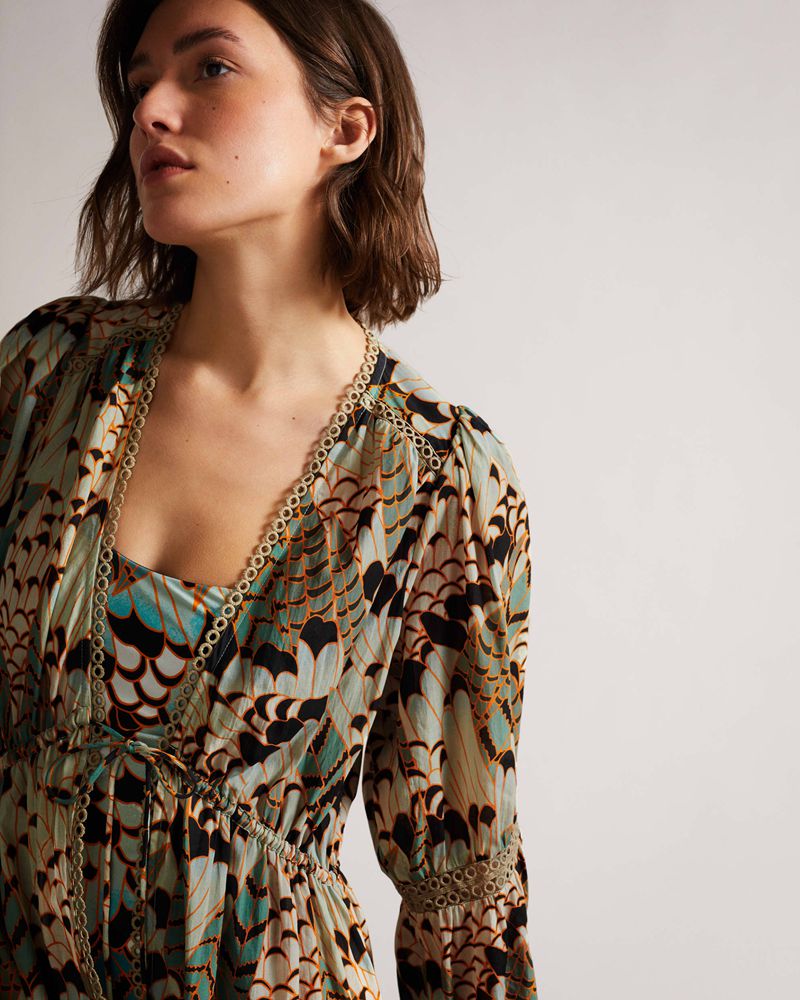 Ted Baker Stjarna Long Swim Cover Up Badkläder Dam Blå | TRB-654079