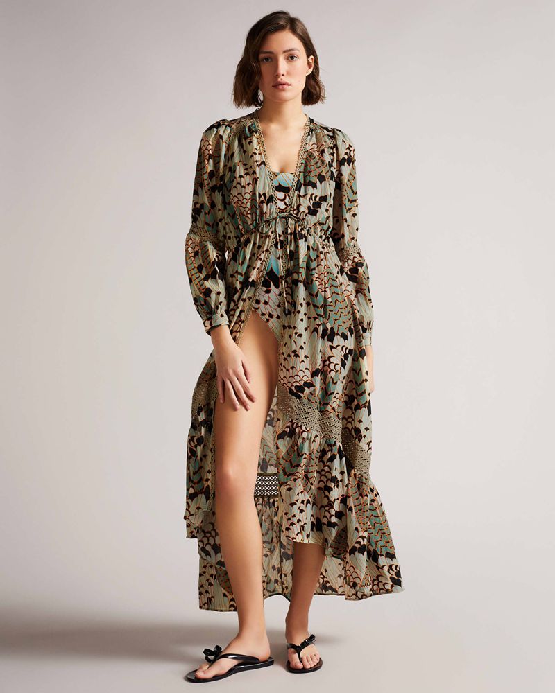 Ted Baker Stjarna Long Swim Cover Up Badkläder Dam Blå | TRB-654079