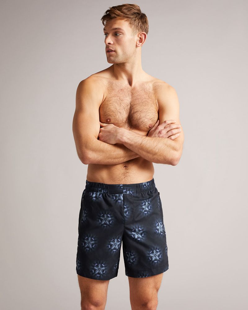 Ted Baker Strandd Circular Printed Swim Badkläder Herr Svarta | FGY-637845