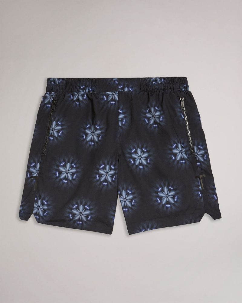 Ted Baker Strandd Circular Printed Swim Badkläder Herr Svarta | FGY-637845