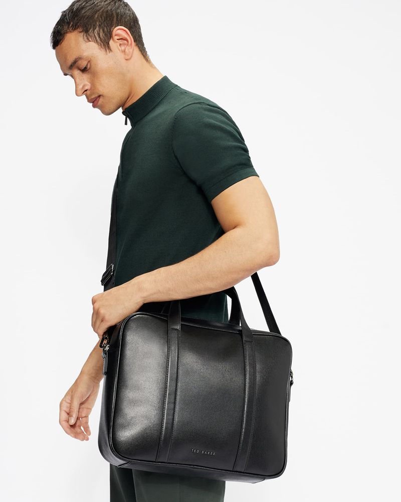 Ted Baker Strath Saffiano Läder Väska Herr Svarta | SGL-748521