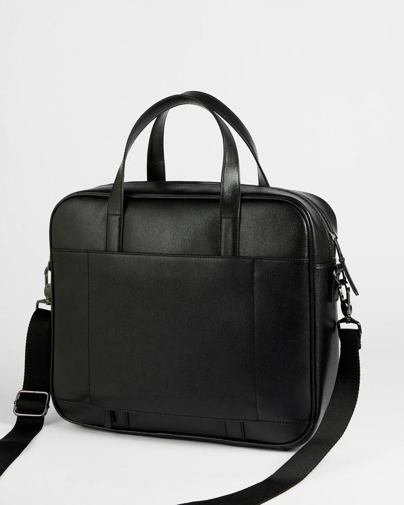 Ted Baker Strath Saffiano Läder Väska Herr Svarta | SGL-748521
