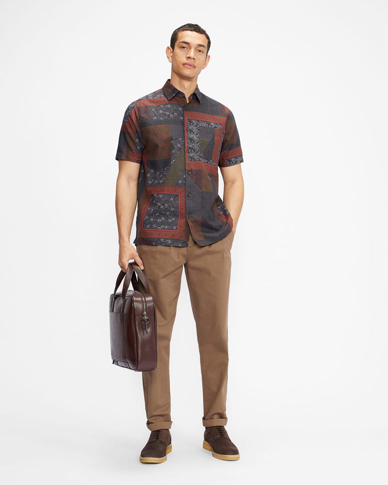 Ted Baker Strath Saffiano Läder Väska Herr Röda | XOS-784910