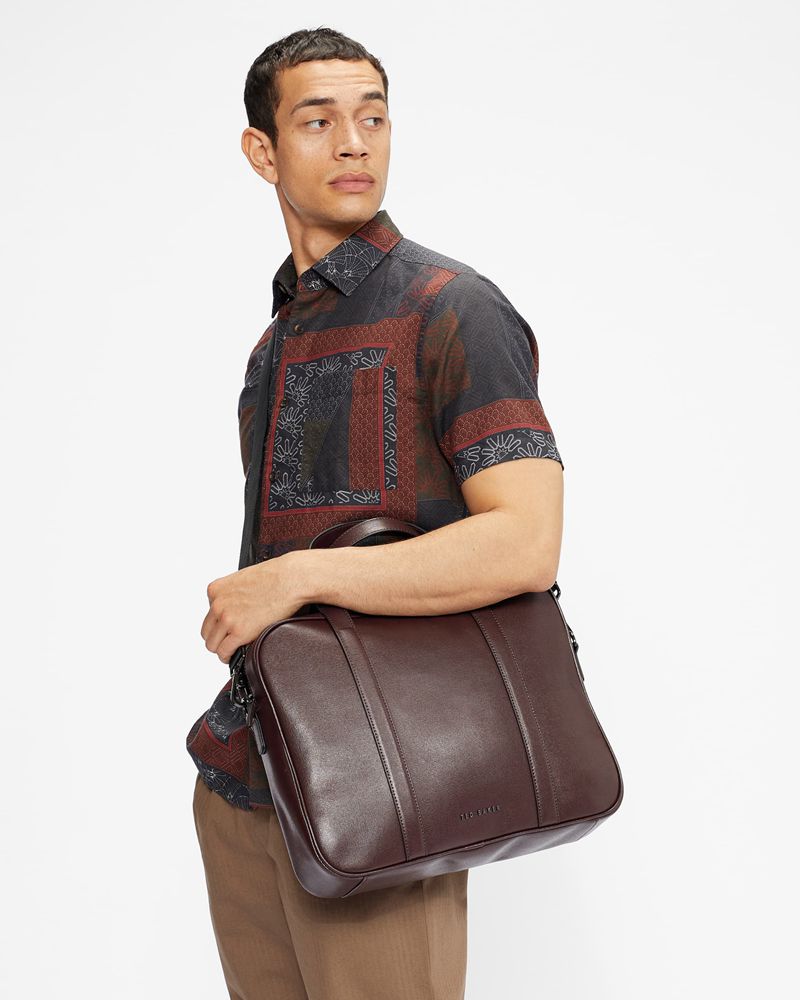 Ted Baker Strath Saffiano Läder Väska Herr Röda | XOS-784910