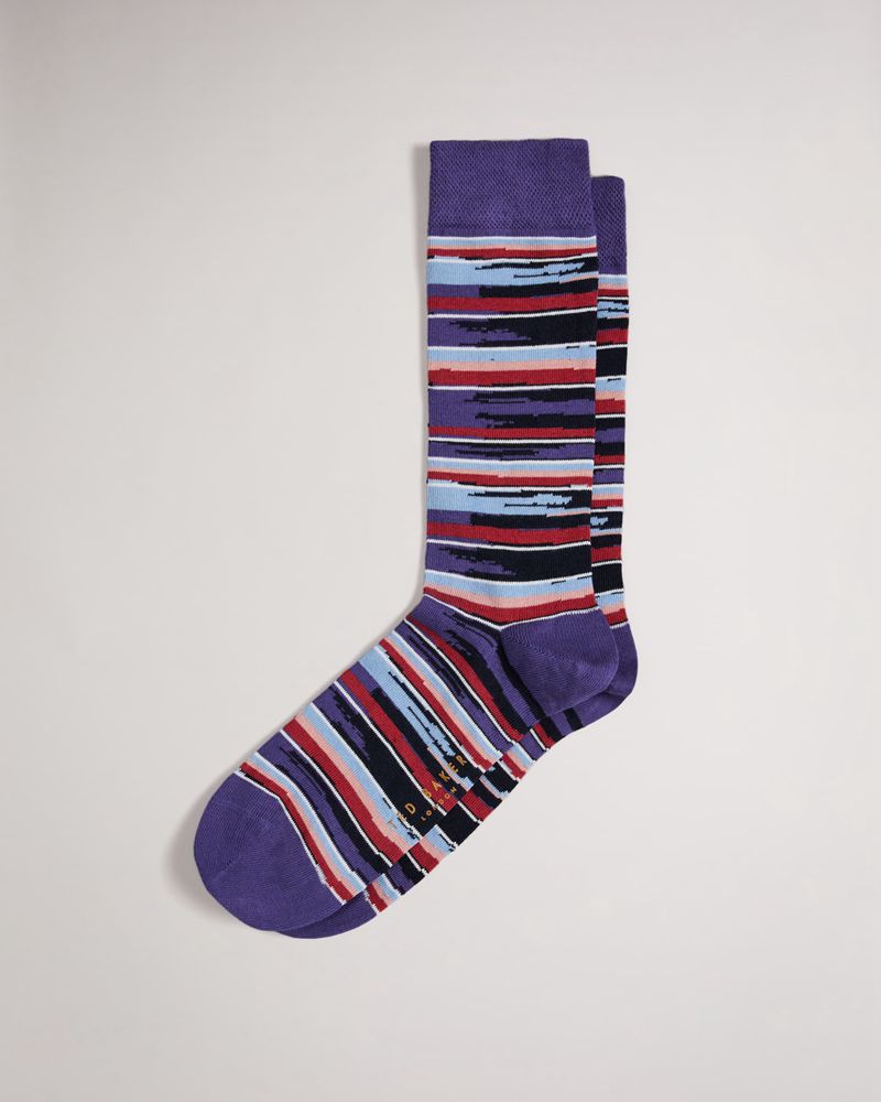 Ted Baker Stryped Striped Strumpor Herr Blå | AGV-694803