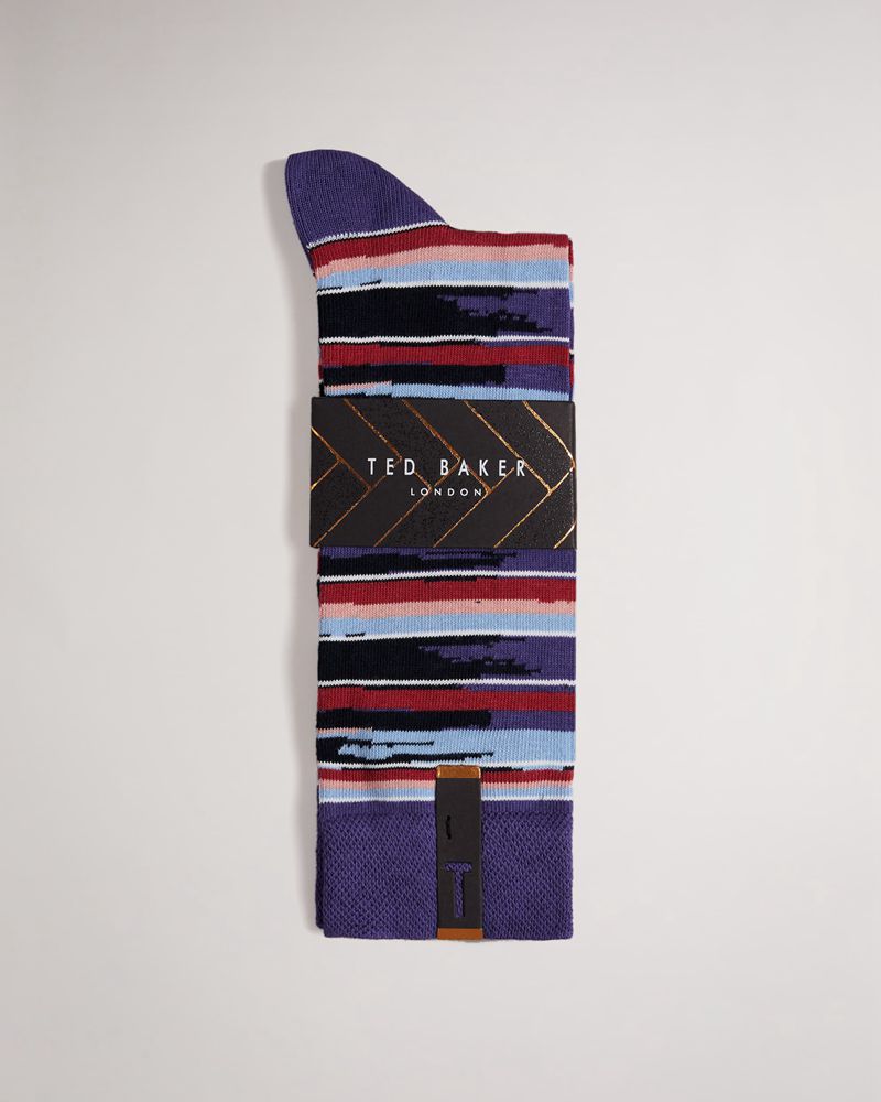 Ted Baker Stryped Striped Strumpor Herr Blå | AGV-694803