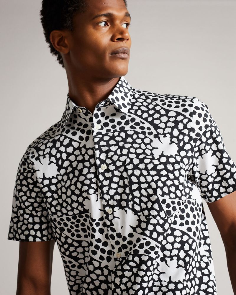 Ted Baker Sturton Sleeve Spot Mash Up Geometric Skjorta Herr Svarta | RFQ-427083