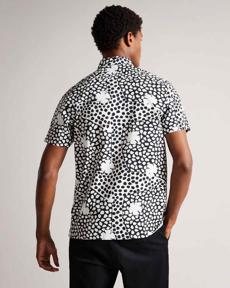Ted Baker Sturton Sleeve Spot Mash Up Geometric Skjorta Herr Svarta | RFQ-427083