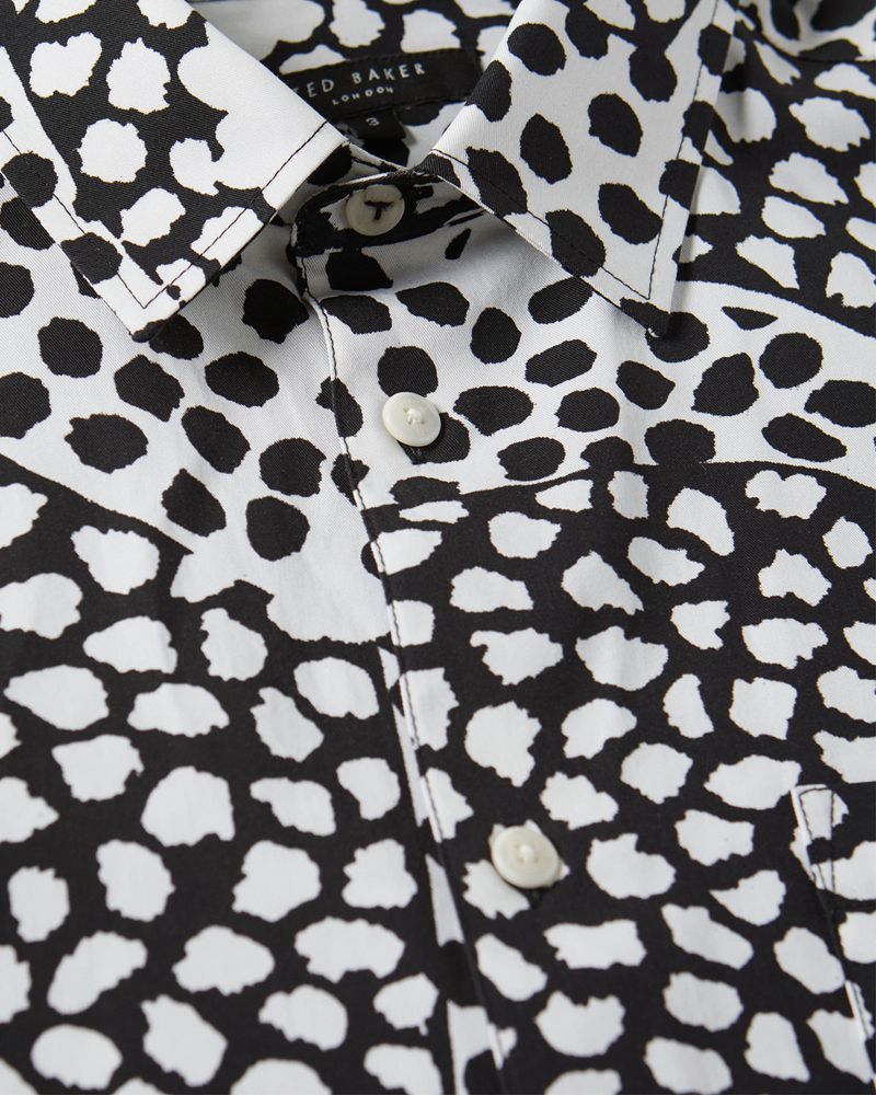 Ted Baker Sturton Sleeve Spot Mash Up Geometric Skjorta Herr Svarta | RFQ-427083