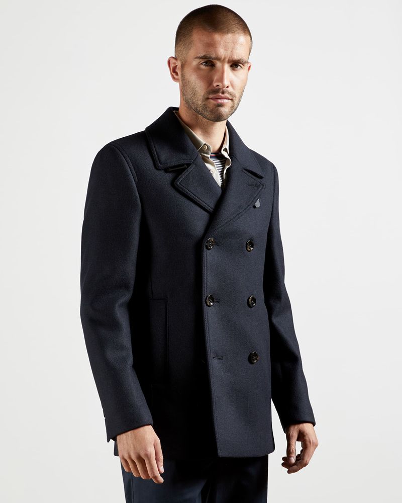 Ted Baker Summit Wool Pea Jacka Herr Marinblå | JOU-067948