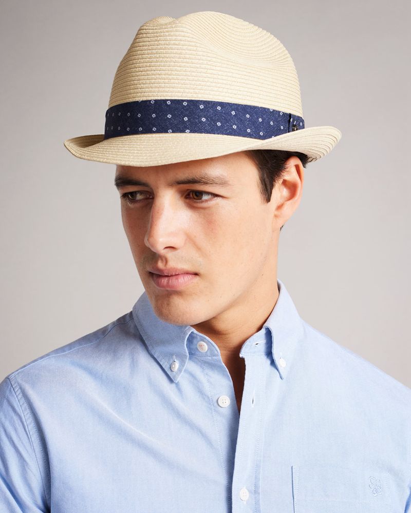 Ted Baker Swash Straw Trilby Hatt Herr Blå | CWZ-845913