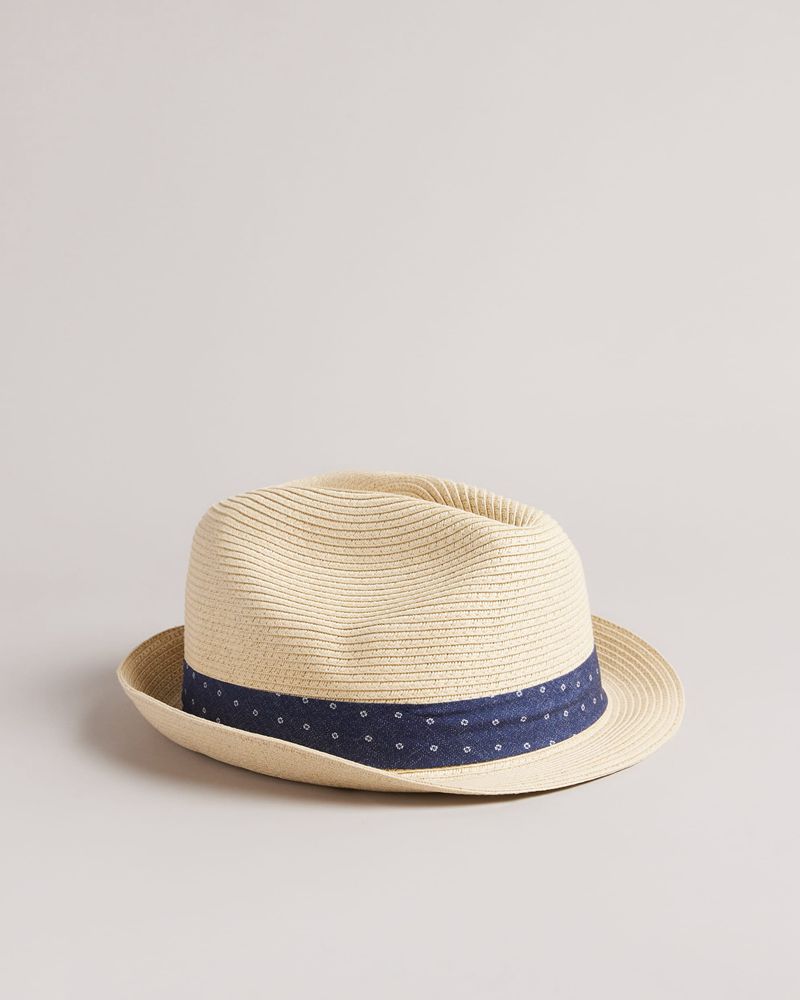 Ted Baker Swash Straw Trilby Hatt Herr Blå | CWZ-845913