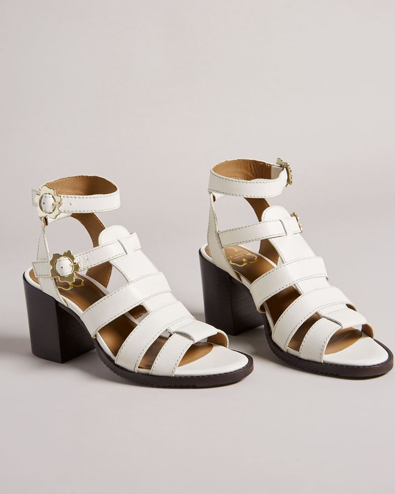 Ted Baker Tabaria Snörade Block Leathers Höga Klackar Dam Vita | FPT-683194